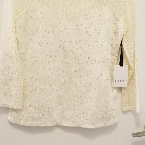 NWT Reiss Shell Lace Long Sleeve Top Off White 0 4 - Picture 6 of 9